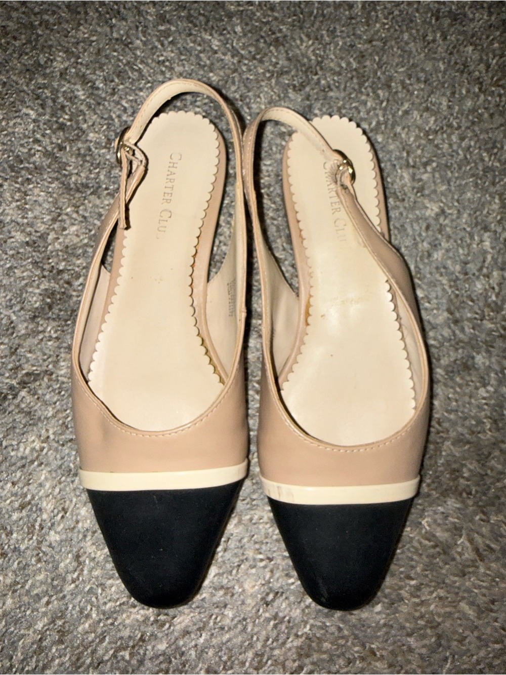 Charter Club Women's Two-Tone Beige & Black Slingback Flats